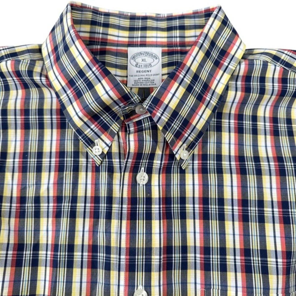 Brooks Brothers Men's Button Up Shirt Regent Non-Iron Supima Cotton Plaid Shirt - Picture 2 of 10